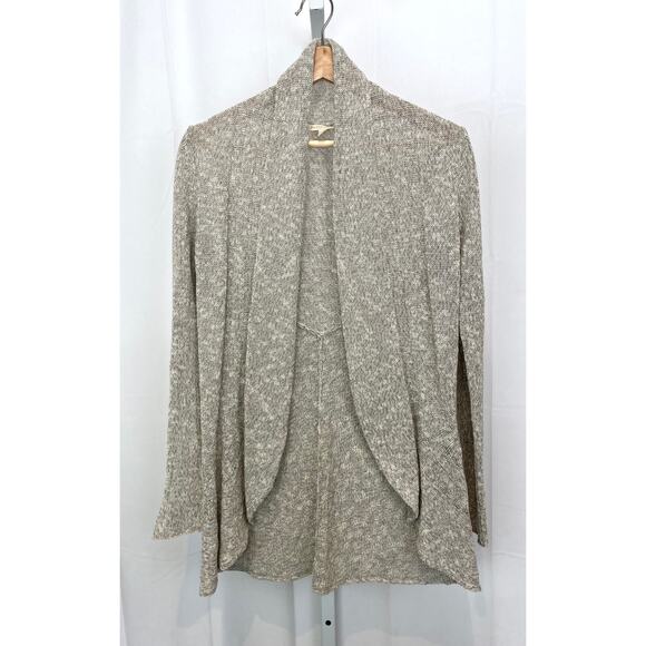 EILEEN FISHER Open Front Cardigan Sweater Linen Cotton Slub Knit Gray Petite PP - Picture 1 of 9
